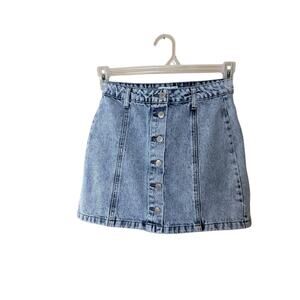 Forever 21 button front denim jean mini skirt Y2K XS